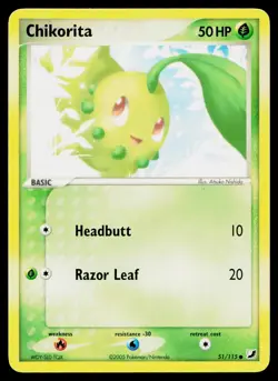 Chikorita 51/115 Common Unseen Forces Pokemon Moderately Played - Image 1