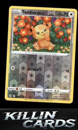 Reverse Holofoil Teddiursa 126/203 Pokemon Common SWSH07: Evolving Skies Card NM - Image 1