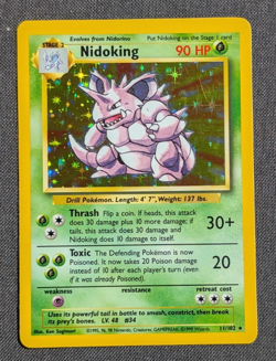 Pokemon Nidoking 11/102 Base Set Holo Rare Card 1999 WOTC Unlimited - Image 1