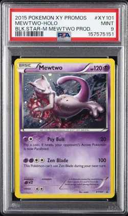 2015 POKEMON XY BLACK STAR PROMOS MEGA MEWTWO PRODUCTS #XY101 MEWTWO-HOLO PSA 9 - Image 1
