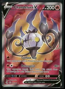Chandelure V 247/264 Ultra Rare Fusion Strike Pokemon Holo Near Mint - Image 1