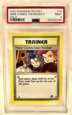 2000 Pokemon Here Comes Team Rocket! 15/82 Team Rocket Holo PSA 9 - Image 1