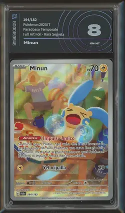 Minun 194/182 - Pokemon Paradox Rift - AiGrading 8 - Image 1