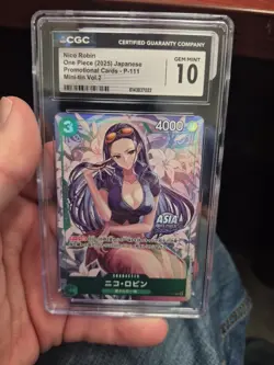 2025 ONE PIECE: JAPANESE PROMO MINI-TIN #P-111 NICO ROBIN CGC 10 GEM MINT - Image 1