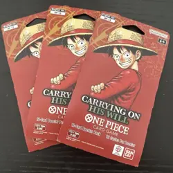 One Piece OP13 Carrying on His Will Sleeved Booster Pack Lot Of 3 Packs Sealed - Image 1