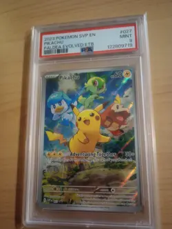 PSA 9 Pikachu 027 Scarlet & Violet Paldea Evolved ETB Promo Card Holo SVP027 - Image 1