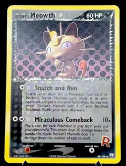 Rocket's Meowth 46/109 MP+ Non Holo 2004 Rocket Returns Pokemon Card! - Image 1