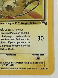 Raichu 14/62 Fossil Set Rare Holo Vintage Pokemon TCG Card HP - Image 3