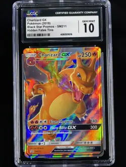 CGC Graded 10 Charizard GX SM211 Hidden Fates Tin Black Star Promo Pokemon Card - Image 1