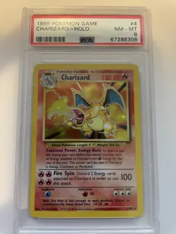 PSA 8 Charizard Base Set Holo Rare Pokemon Card #4 Nm-Mt Clean Look - Image 1