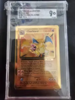 Pokemon TCG Charizard Celebrations UPC Metal Card Gold 004/102 Holo CGC 9 MINT - Image 1