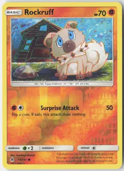 Rockruff 75/131 Common Forbidden Light Pokemon Reverse Holo Near Mint - Image 1