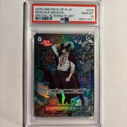 PSA 10 Mihawk OP12-030 SP SR The Azure Sea's Seven One Piece Card 2025 Japanese - Image 1