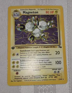 Magneton Pokemon Card Game HOLO 1st Edition Fossil 11/62 TCG 1999 Holographic LP - Image 1