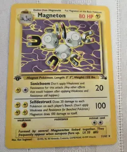 Magneton Pokemon Card Game HOLO 1st Edition Fossil 11/62 TCG 1999 Holographic LP - Image 2