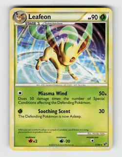 Leafeon 17/90 Rare HGSS Undaunted Pokemon 2010 Lightly Played - Image 1