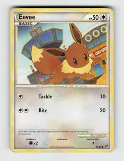 Eevee 47/90 Common HGSS Undaunted Pokemon 2010 Moderately Played - Image 1