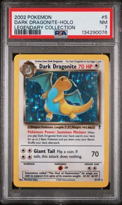 2002 Pokemon Legendary Collection Dark Dragonite Holo Rare 5/110 PSA 7 - Image 2