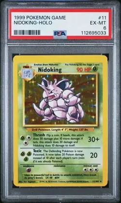 1999 Pokemon Game - NIDOKING HOLO #11 - PSA 6 - Image 1