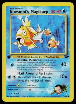 Pokemon Card - Giovanni's Magikarp Gym Challenge 73/132 1st Edition Common - Image 1