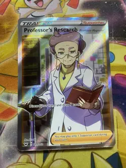 Professor's Research Full Art 201/202 Ultra Rare Sword & Shield Base Pokemon NM - Image 1