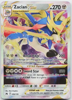 Zacian VSTAR 096/159 Holo VSTAR Rare Crown Zenith Near Mint j - Image 1