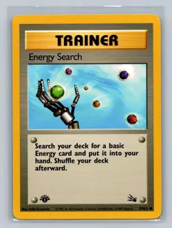 Pokemon Energy Search 1st ed Fossil 59/62 Mild Play MP+ or Better - Image 1