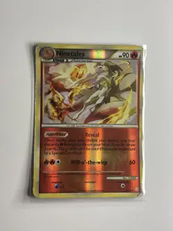 2010 Pokemon HeartGold & SoulSilver Ninetales Holo #7/123 Cracked Ice Holo DMG - Image 1