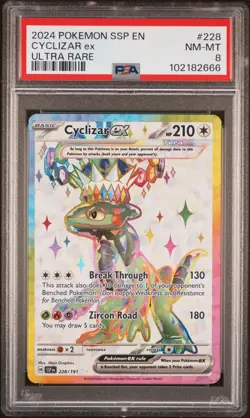 2024 POKEMON SSP EN-SURGING SPARKS ULTRA RARE #228 CYCLIZAR EX PSA 8 - Image 1