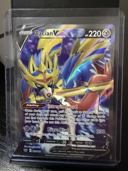 Pokemon TCG Zacian V Full Art Ultra Rare Holo SWSH01: Sword & Shield 195/202 - Image 1