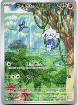 Meditite 153/142 Illustration Rare Stellar Crown Pokemon Holo Near Mint - Image 1