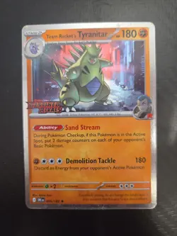 Pokemon Team Rocket's Tyranitar 096/182 Destined Rivals (Prerelease) Stamped NM - Image 1