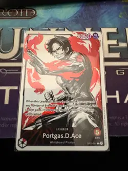 One Piece TCG Op03-001 Portgas D Ace Alternate Alt Art Parallel English Leader - Image 1