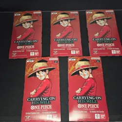 5 Sealed One Piece: Carrying On His Will Sleeved Booster FREE SHIPPING - Image 1