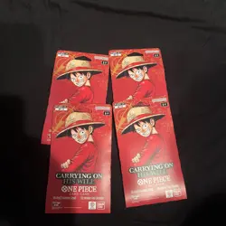 One Piece TCG OP-13 Carrying On His Will Sleeved Booster Packs Lot of 4 Sealed - Image 1