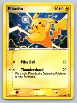 Pikachu 60/106 EX Emerald Common Pokemon Card DMG - Image 1