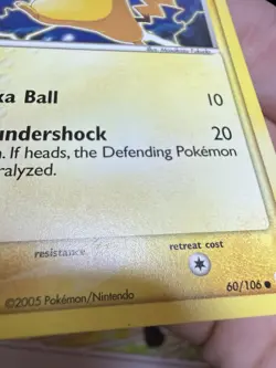 Pikachu 60/106 EX Emerald Common Pokemon Card DMG - Image 3