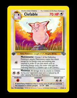 1999 Pokemon CLEFABLE Jungle Set 1ST EDITION Rare NON HOLO Card 17/64 WotC NM - Image 1