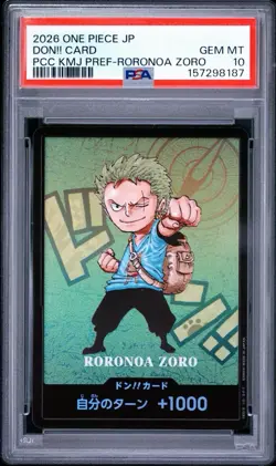 2026 ONE PIECE JAPANESE KUMAMOTO PREFECTURE RORONOA ZORO DON!! CARD PSA 10 - Image 1