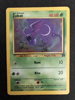 Pokemon Team Rocket Unlimited 70/82 Zubat Common LP - Image 1