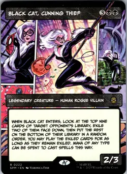 MTG BLACK CAT, CUNNING THIEF (BORDERLESS) MARVEL'S SPIDER-MAN 222 NM - Image 1