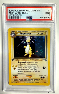 2000 Pokemon Neo Genesis 1st Edition Ampharos #1 PSA 9 MINT - Image 1