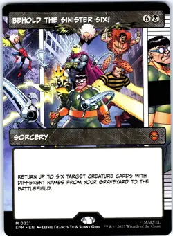 MTG BEHOLD THE SINISTER SIX! (BORDERLESS) MARVEL'S SPIDER-MAN 221 NM - Image 1