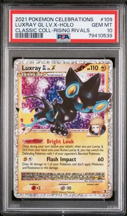2021 POKEMON CELEBRATIONS CLASSIC COLLECTION #109 LUXRAY GL LV.X-HOLO PSA 10 - Image 1