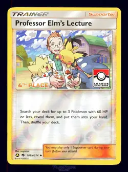 Pokemon Card Professor Elm's Lecture 188d/214 League 4th Place Promo 2019 - Image 1