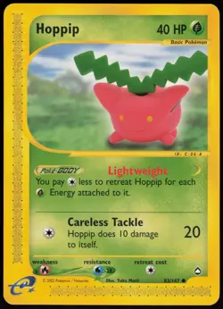 Hoppip 83/147 Aquapolis Common Pokemon Card - NM - Image 1