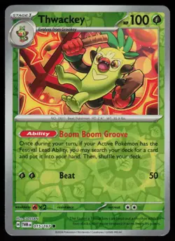 Thwackey 015/167 Common Twilight Masquerade Pokemon Reverse Holo Near Mint - Image 1