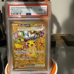 2024 POKEMON SSP EN-SURGING SPARKS HYPER RARE #247 PIKACHU EX PSA 10 - Image 1