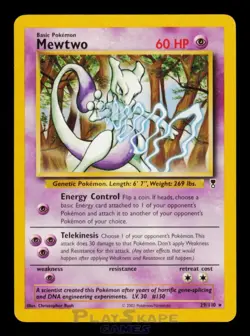 Pokemon Card Mewtwo 29/110 Legendary Collection Rare Christopher Rush MP 2002 - Image 1