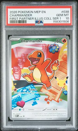 2026 Pokemon Black Star Promo #038 Charmander First Partner Series 1 PSA 10 - Image 1